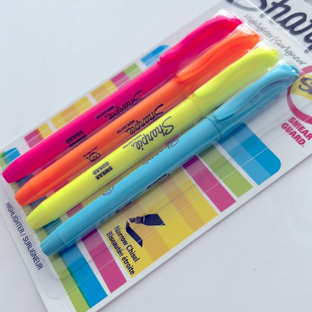 4 Highlighter Sharpie Narrow Chisel